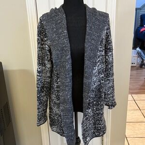 J. Jill Charcoal and White Knit Cardigan